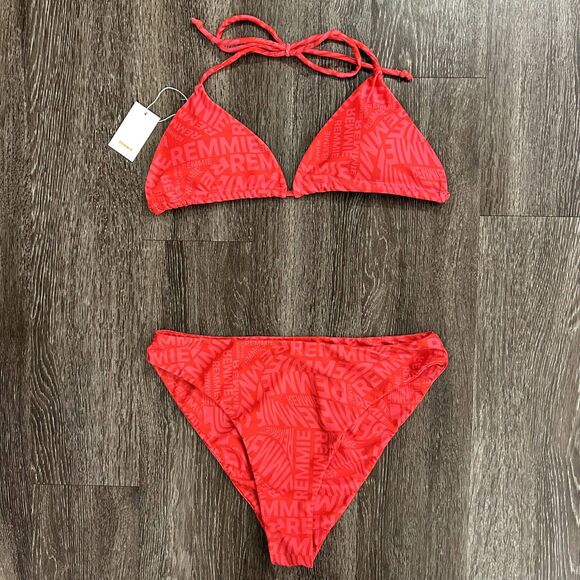🍉 NWT Remmie by Riley Watermelon Pink Bikini Set XXL Bottom XL Bikini Top Plus - Picture 1 of 9